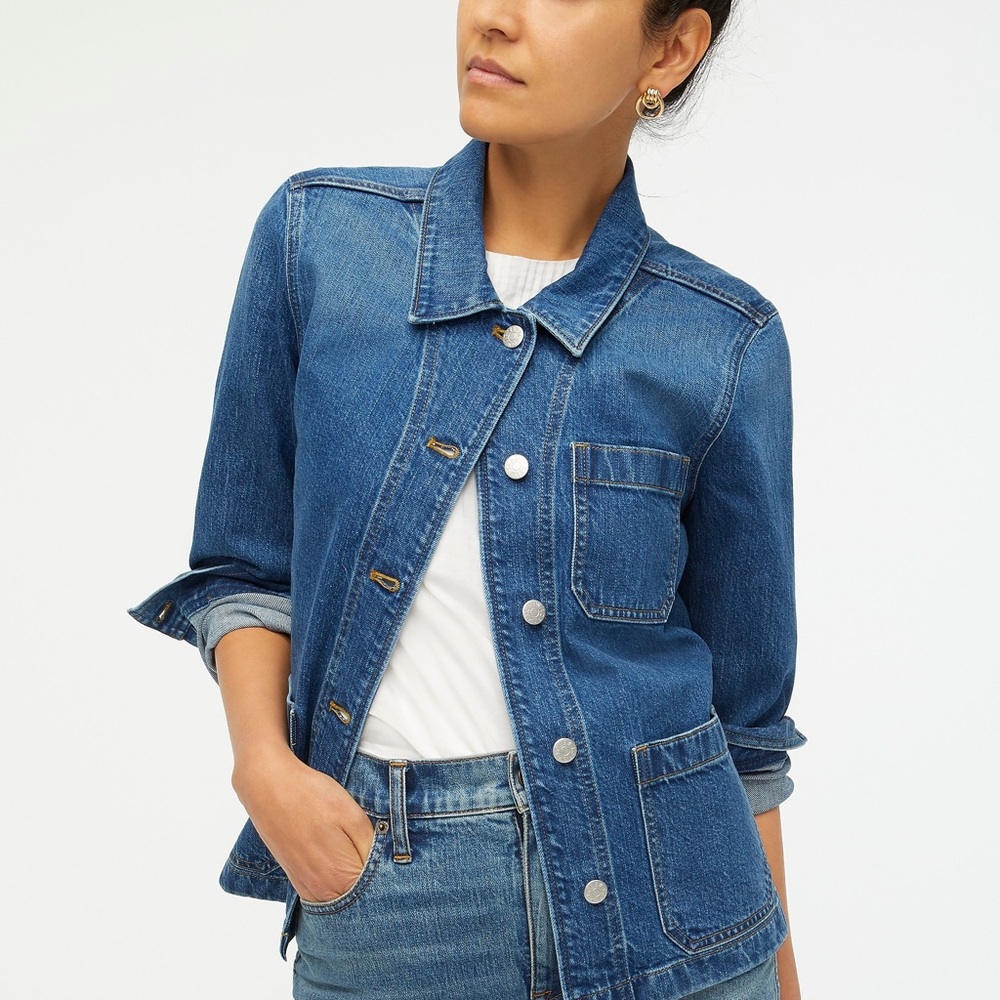 NWT J. Crew Oversized Denim Chore Jacket Pockets